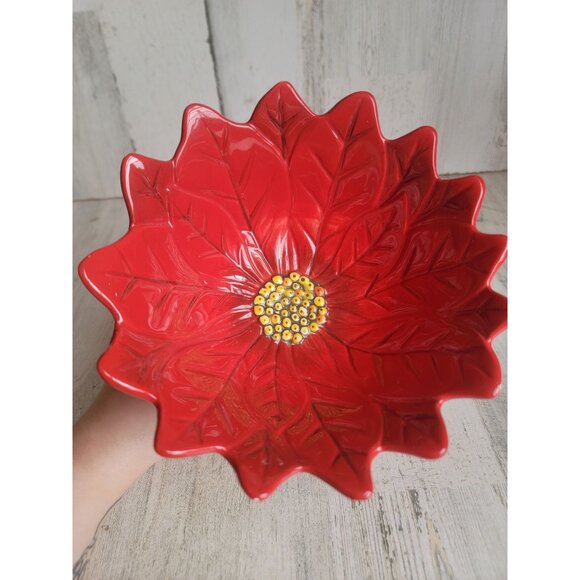 Certified International Susan winget Poinsettia Bowl‎ candy floral flower home - Picture 7 of 8